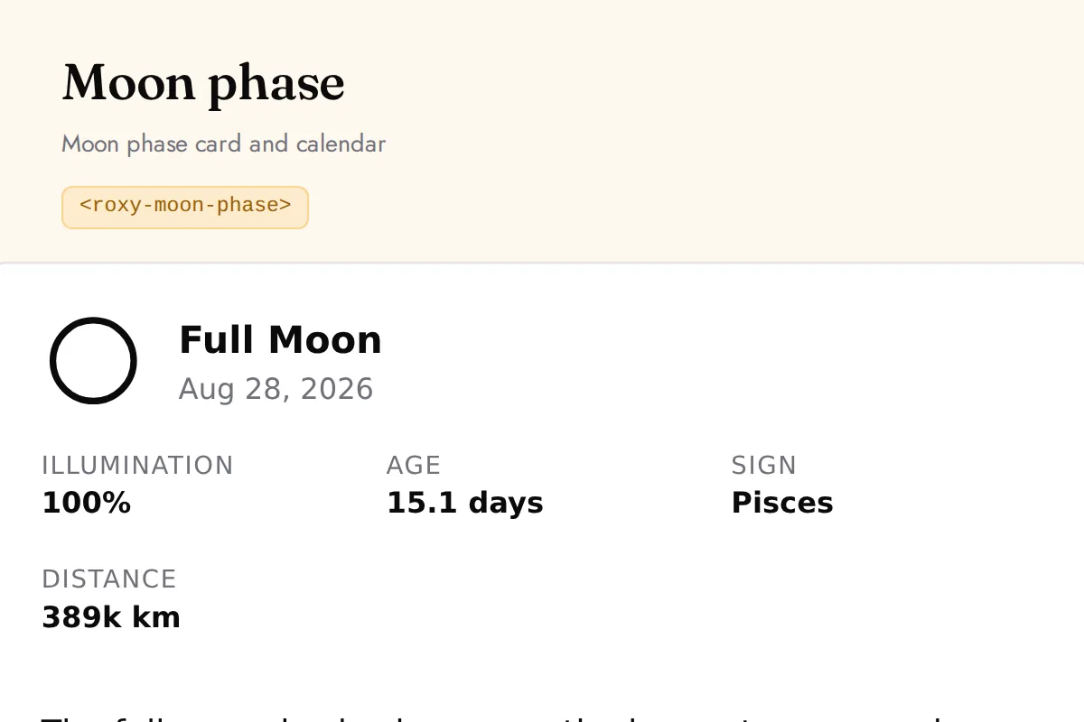Moon phase: Moon phase card and calendar