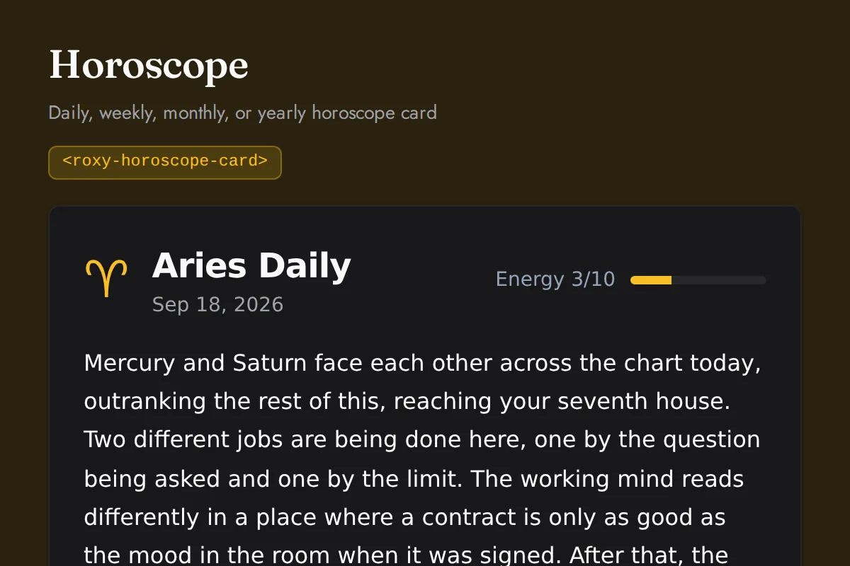 Horoscope card: Daily, weekly, monthly, or yearly horoscope card