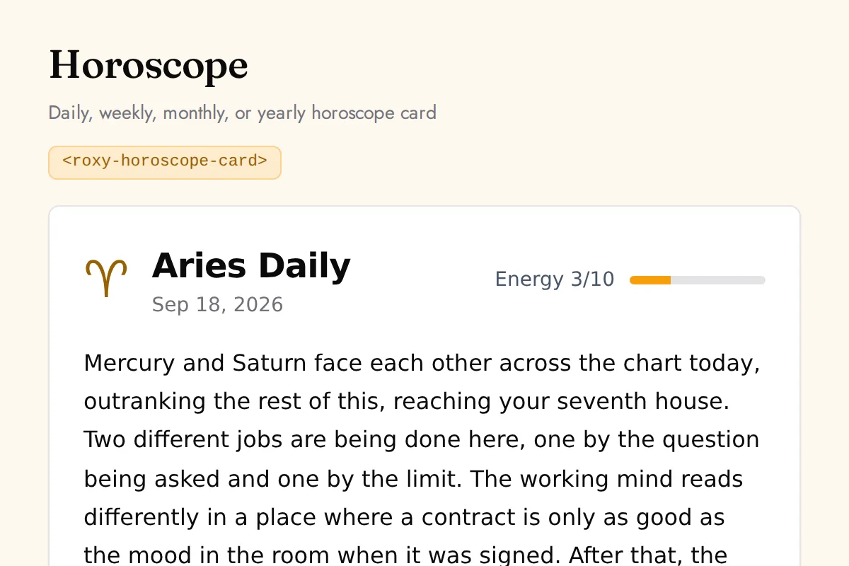 Horoscope card: Daily, weekly, monthly, or yearly horoscope card