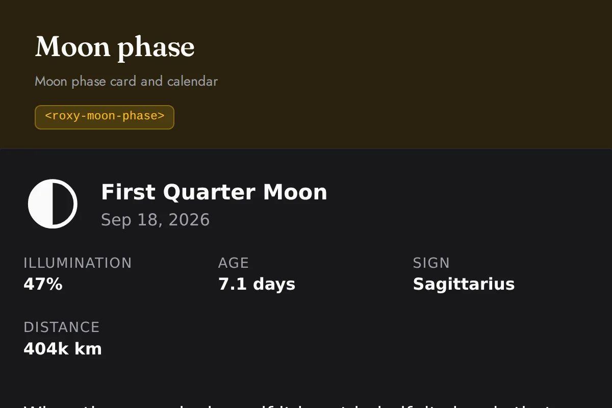 Moon phase: Moon phase card and calendar