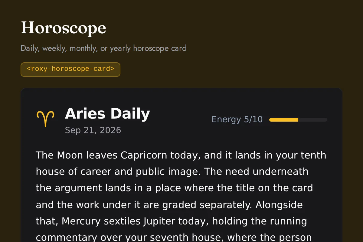 Horoscope card: Daily, weekly, monthly, or yearly horoscope card