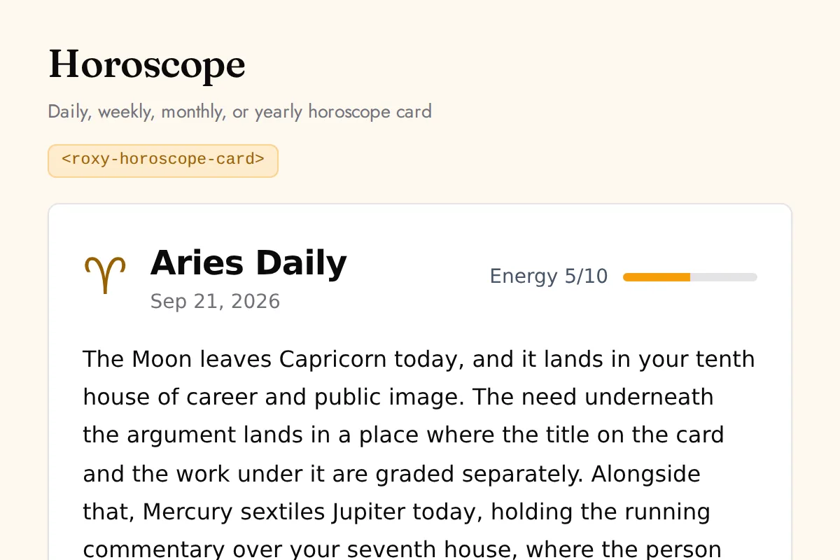 Horoscope card: Daily, weekly, monthly, or yearly horoscope card