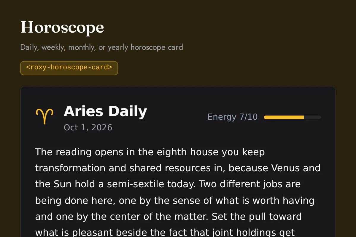 Horoscope card: Daily, weekly, monthly, or yearly horoscope card