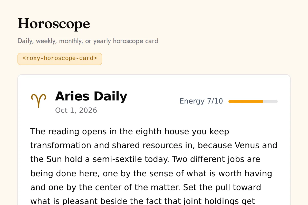 Horoscope card: Daily, weekly, monthly, or yearly horoscope card