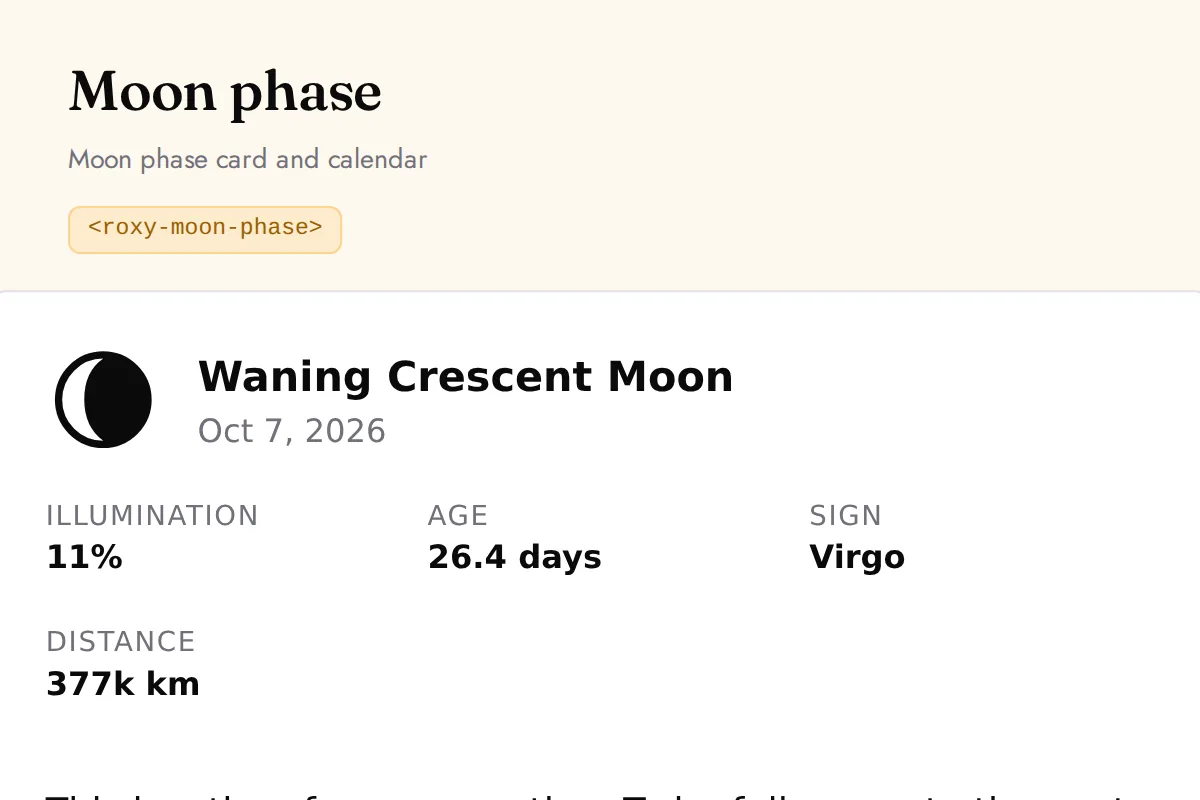 Moon phase: Moon phase card and calendar