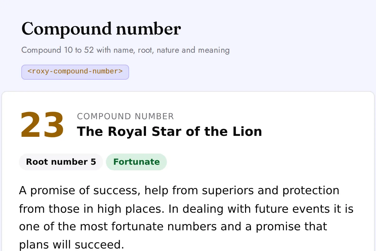 Compound number: Compound 10 to 52 with name, root, nature and meaning