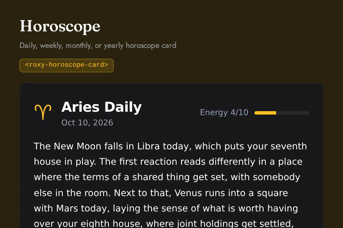 Horoscope card: Daily, weekly, monthly, or yearly horoscope card