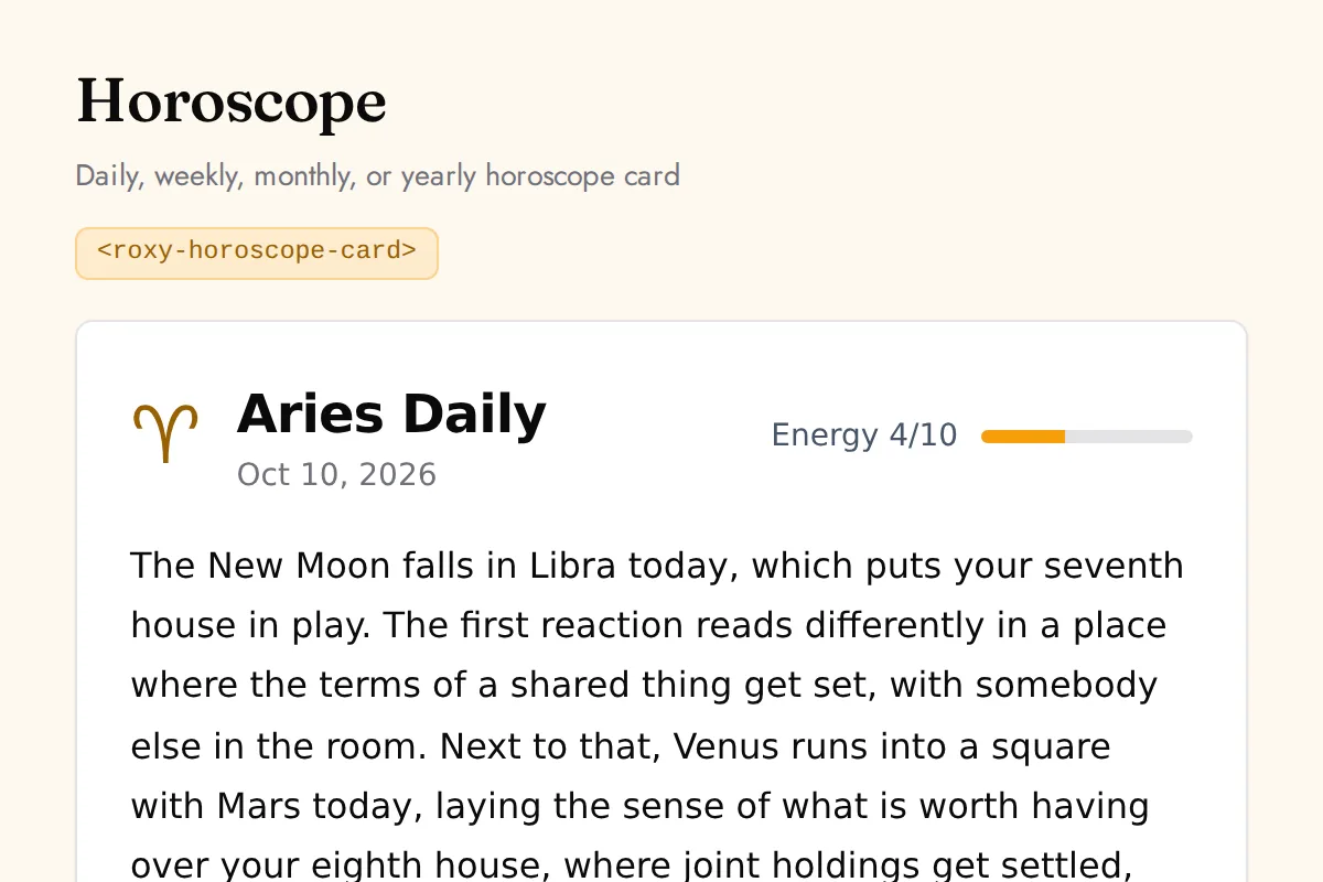 Horoscope card: Daily, weekly, monthly, or yearly horoscope card