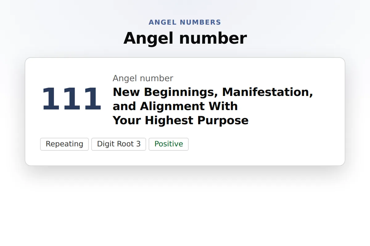 Angel number card: Number meaning with spiritual, love, career, money, twin flame, biblical, and shadow sections