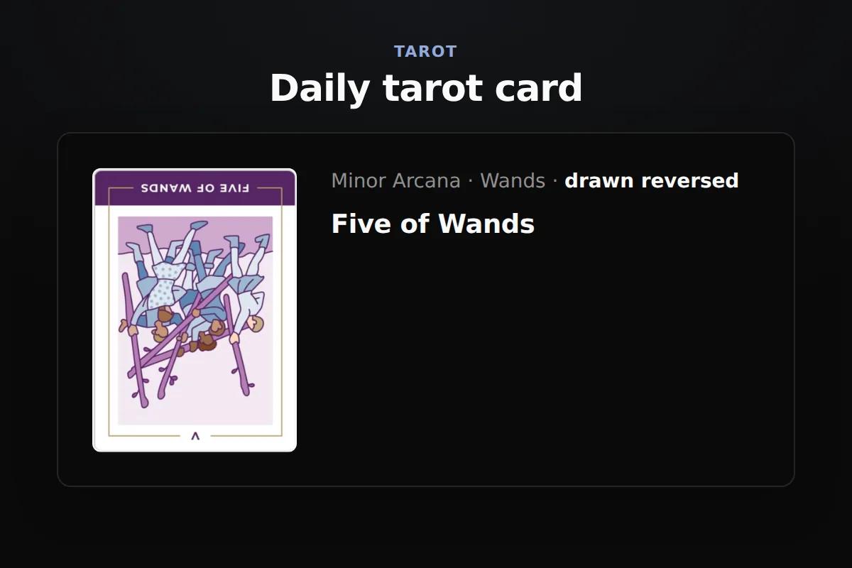 Tarot card: Single card with upright and reversed flip
