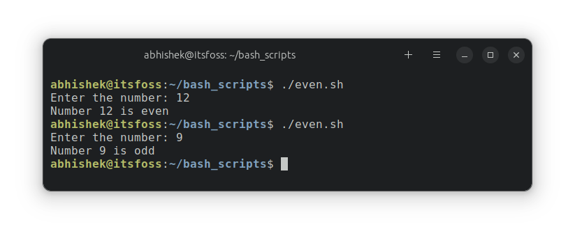 Running a bash script that checks odd even number