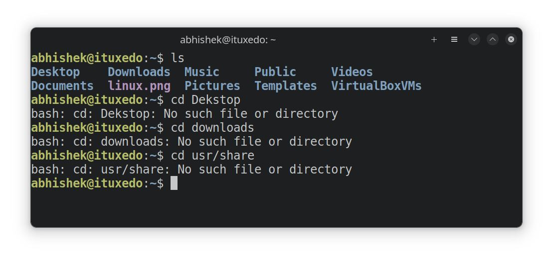 Common examples of "no such file or directory" error