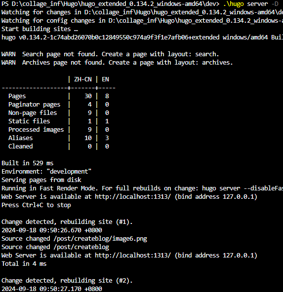 hugo server -D