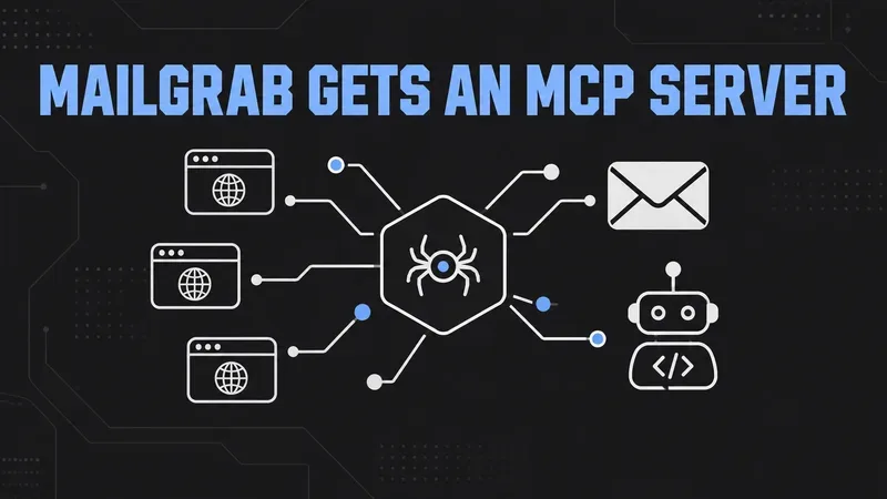 MailGrab's concurrent crawler connecting multiple websites through a central node to an AI coding agent