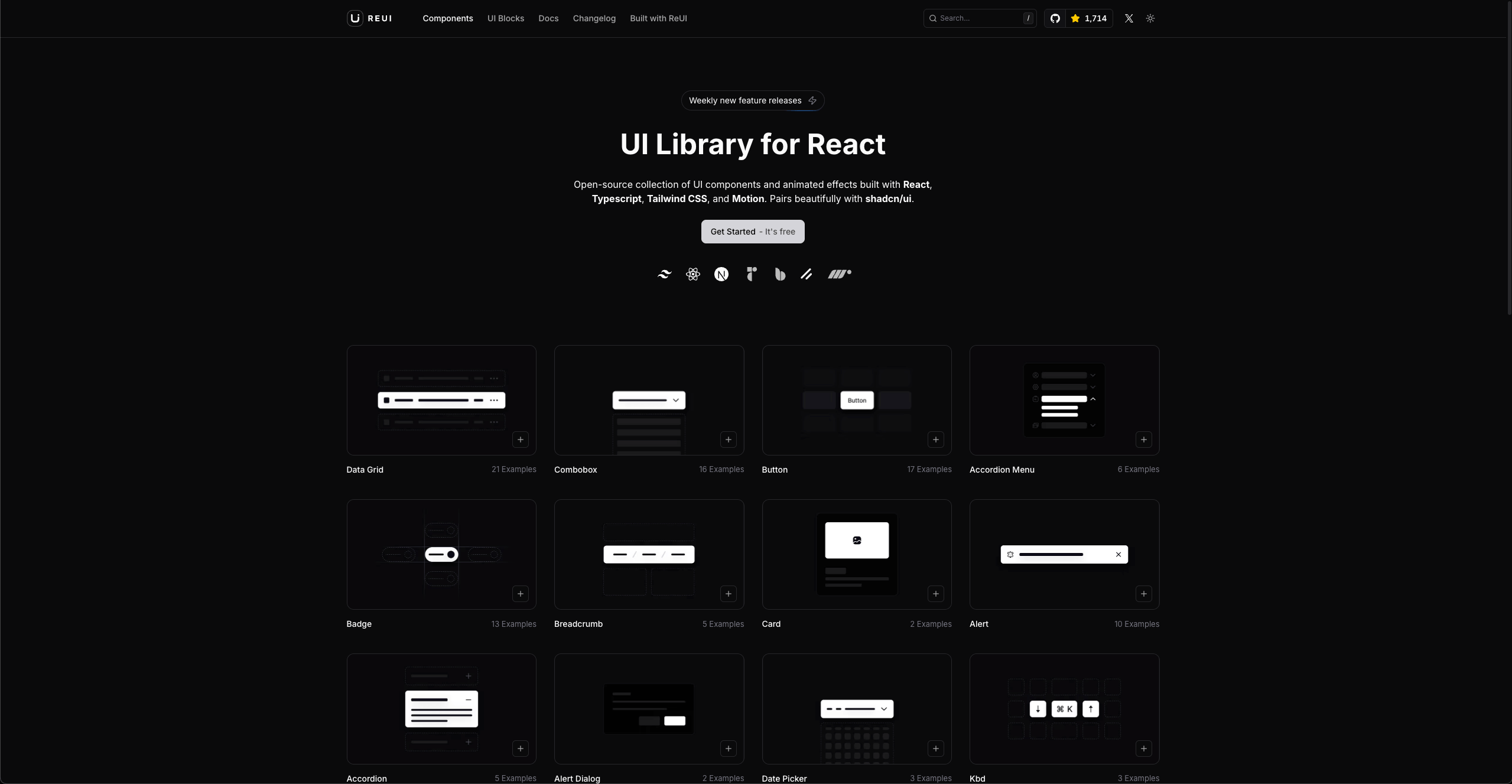 Reui components showcase