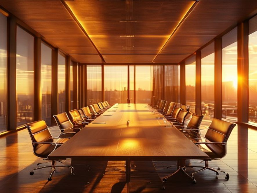 Boardroom with golden hour light