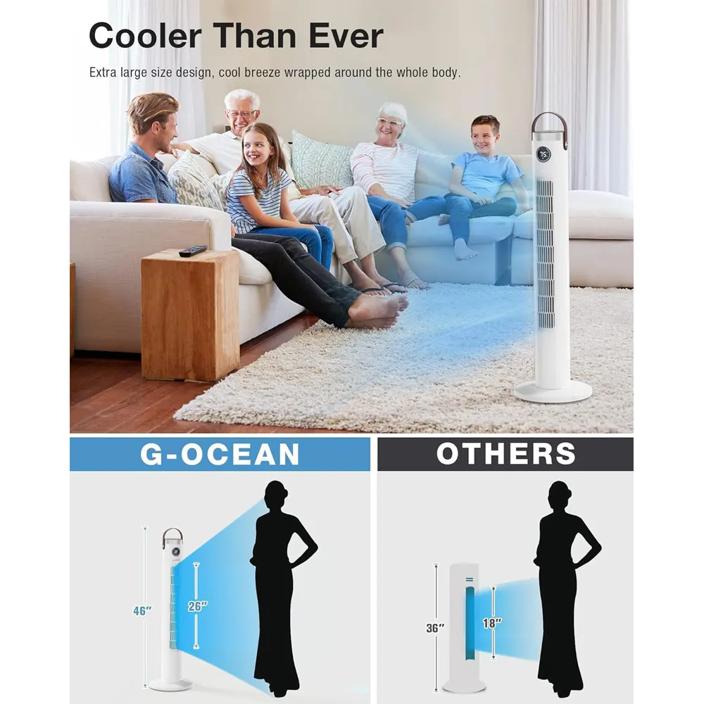 46-Inch Oscillating Tower Fan with Remote - Image 5