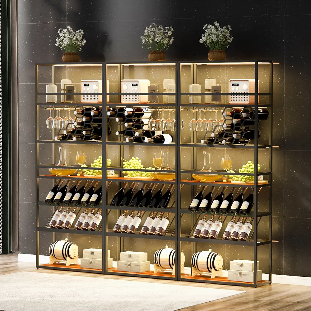 LED Tall Bar Cabinet with Wine Rack - Image 6