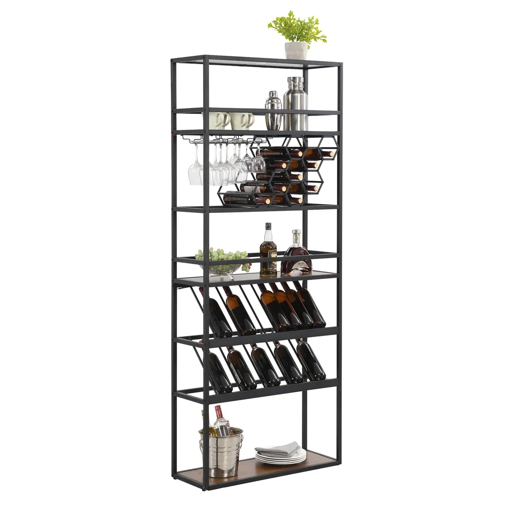 LED Tall Bar Cabinet with Wine Rack - Image 13
