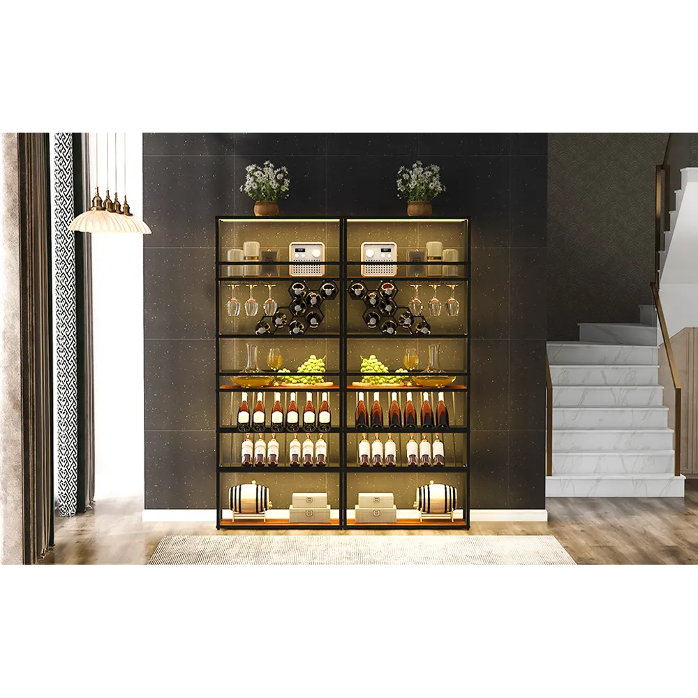 LED Tall Bar Cabinet with Wine Rack - Image 15