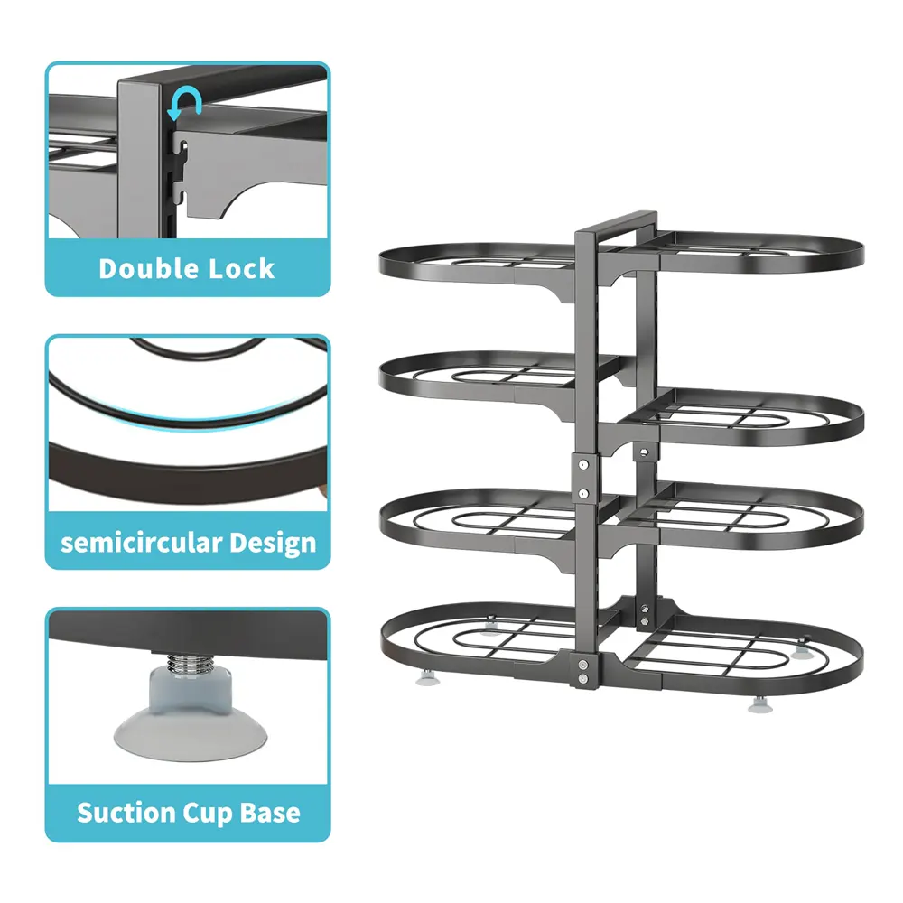 8-Tier Adjustable Pot and Lid Organizer Rack - Image 4
