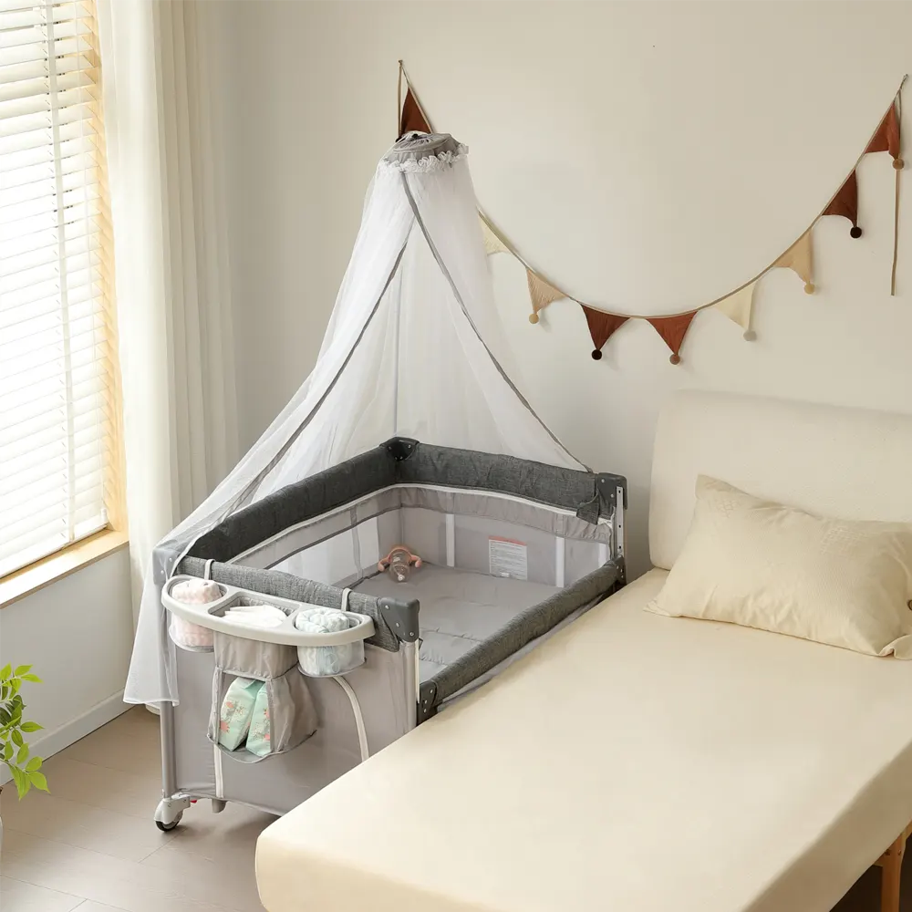 折りたたみ ベビーサークル コンパクト おむつ替えテーブル付 お昼寝 蚊帳付 ゆりかご 大容量収納 - 画像 (14)