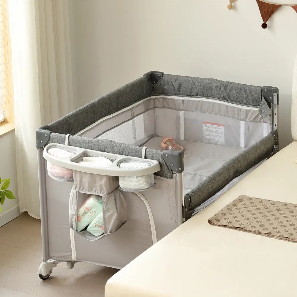 折りたたみ ベビーサークル コンパクト おむつ替えテーブル付 お昼寝 蚊帳付 ゆりかご 大容量収納 - 画像 (15)