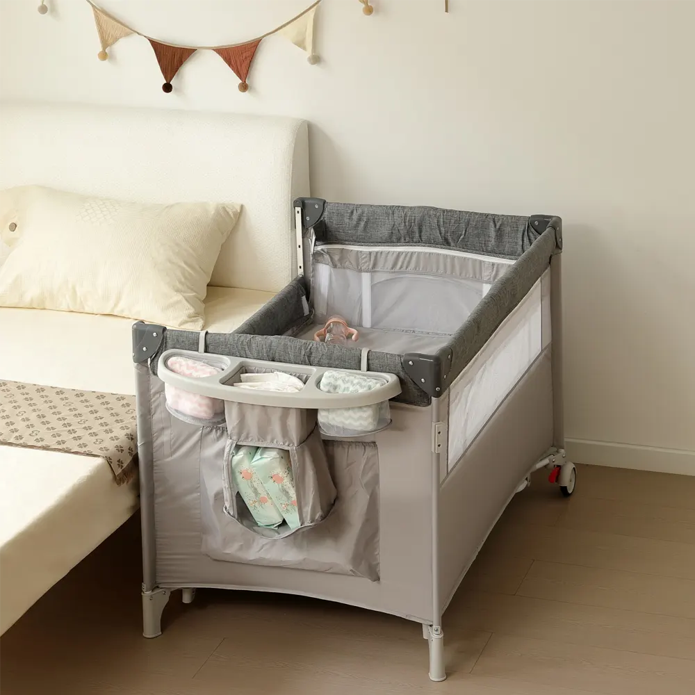 折りたたみ ベビーサークル コンパクト おむつ替えテーブル付 お昼寝 蚊帳付 ゆりかご 大容量収納 - 画像 (16)