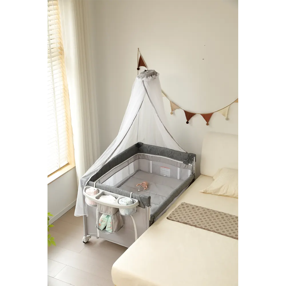 折りたたみ ベビーサークル コンパクト おむつ替えテーブル付 お昼寝 蚊帳付 ゆりかご 大容量収納 - 画像 (17)