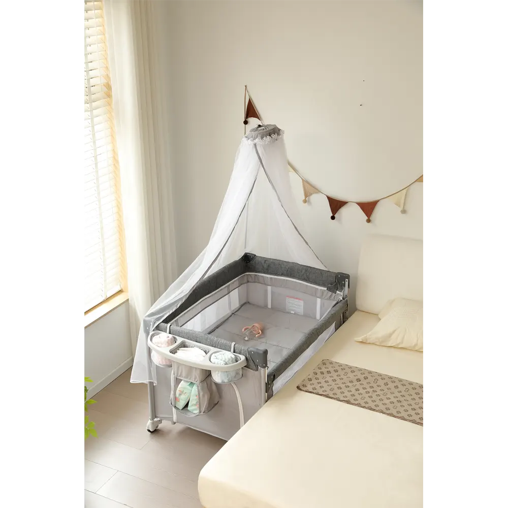 折りたたみ ベビーサークル コンパクト おむつ替えテーブル付 お昼寝 蚊帳付 ゆりかご 大容量収納 - 画像 (19)