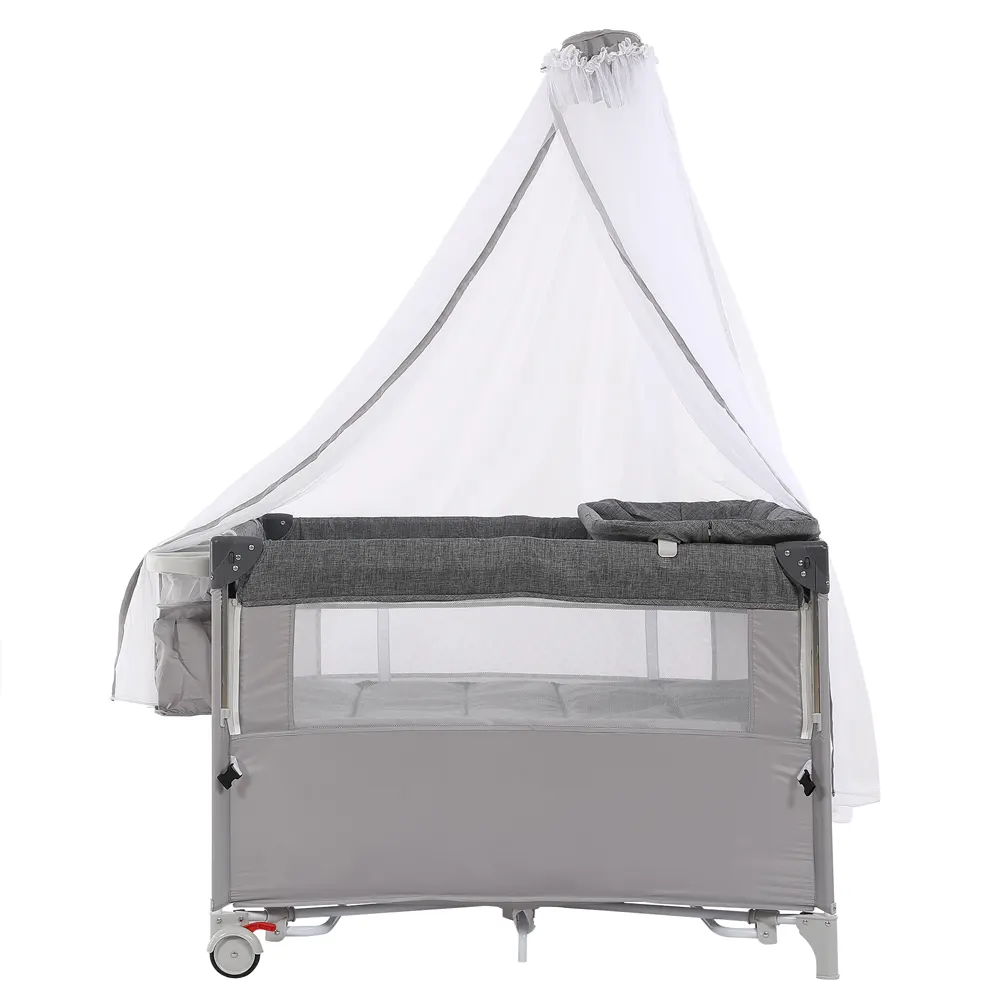 折りたたみ ベビーサークル コンパクト おむつ替えテーブル付 お昼寝 蚊帳付 ゆりかご 大容量収納 - 画像 (23)