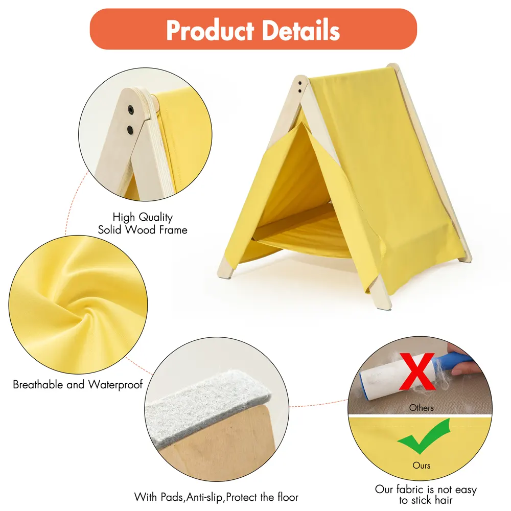 Wooden Indoor Cat Tent in Yellow - Image 7