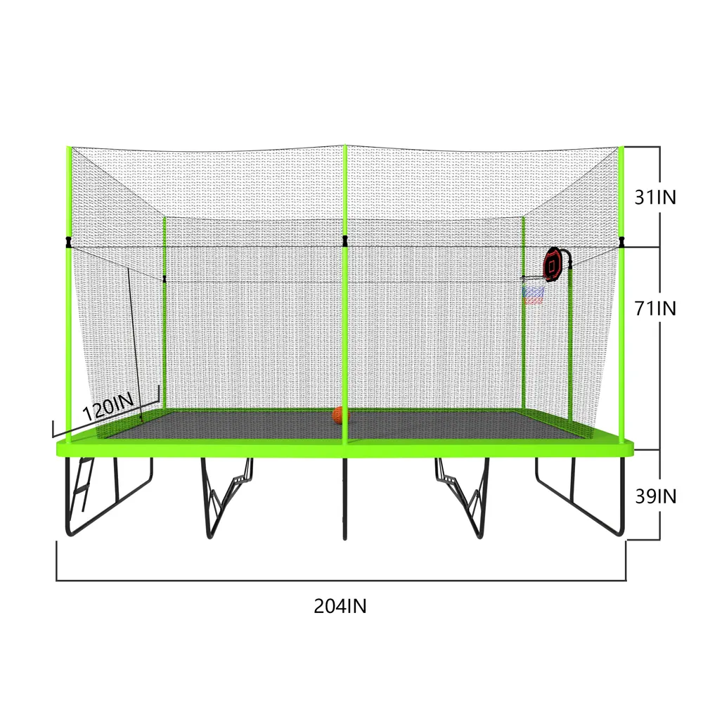 10x17ft Rectangular Trampoline with Hoop - Image 4