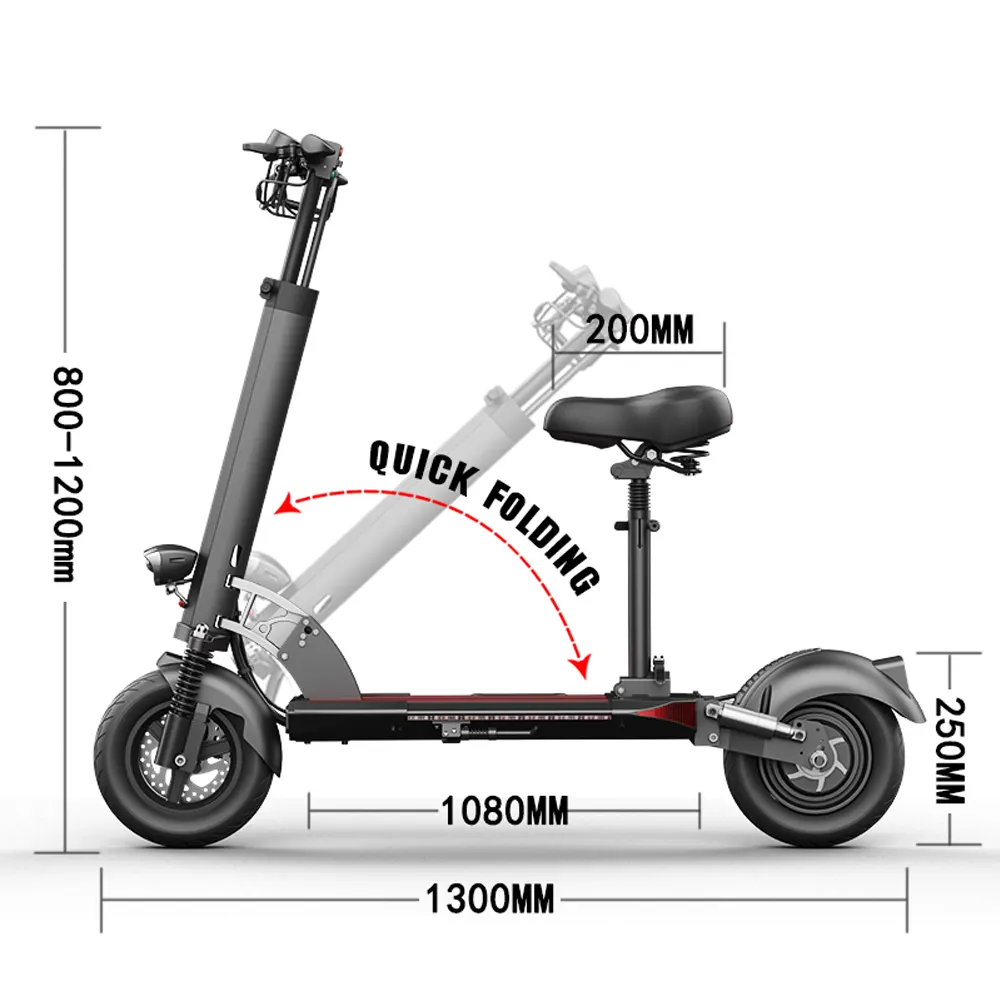 500W Foldable Off-Road E-Scooter with Seat - Image 4