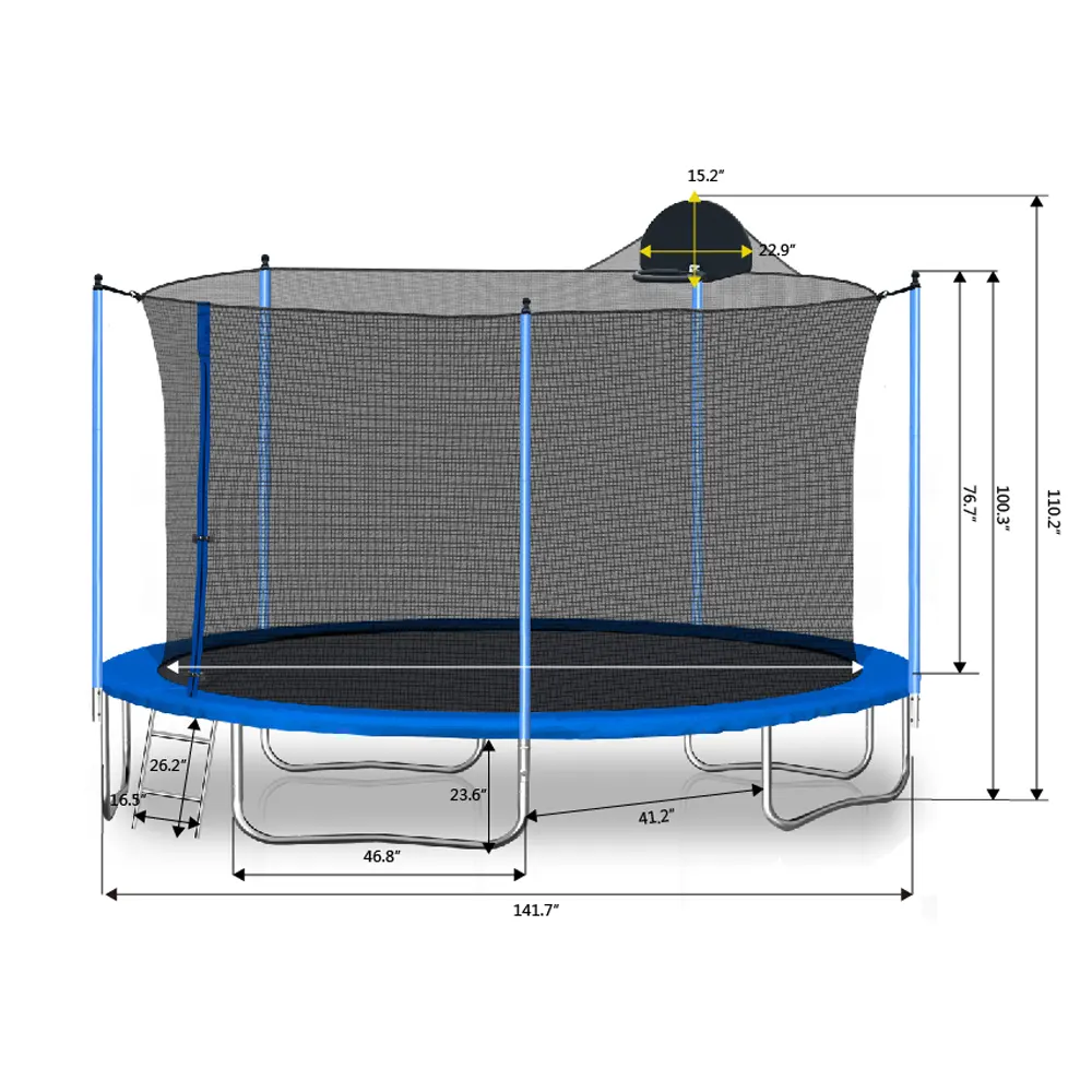 12ft Trampoline with Basketball Hoop & Ladder - Image 13