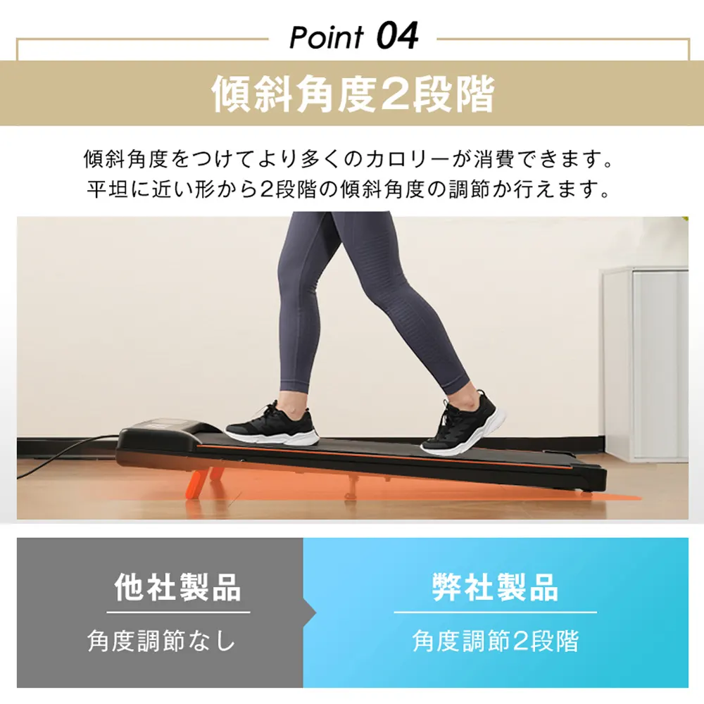 【N509P257435B同仕様 走行ベルト幅36.5cm】電動ランニングマシン ルームランナー 低床設計 MAX6km/h 薄型 シンプル オシャレ ダイエット器具 有酸素運動 静音 家庭用 エクササイズ 衝撃吸収 室内運動 健康器具 傾斜角度調整 - 画像 (3)