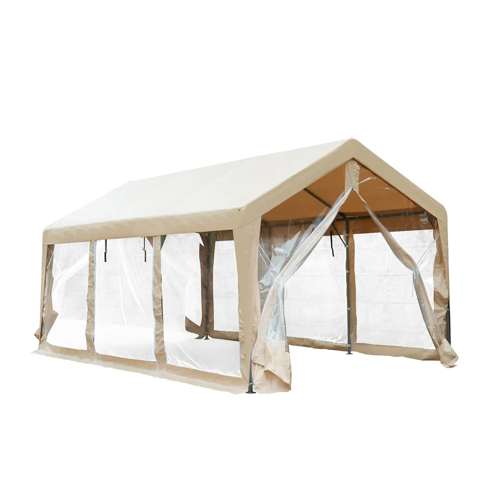 【UV·防水】テント 車庫テント ガレージテント 3×6m UV ガレージテント カーポート 軽自動車用 大型 車 駐車 スチール製 頑丈 仮設倉庫 タープテント【ベージュ】 - 画像 (13)