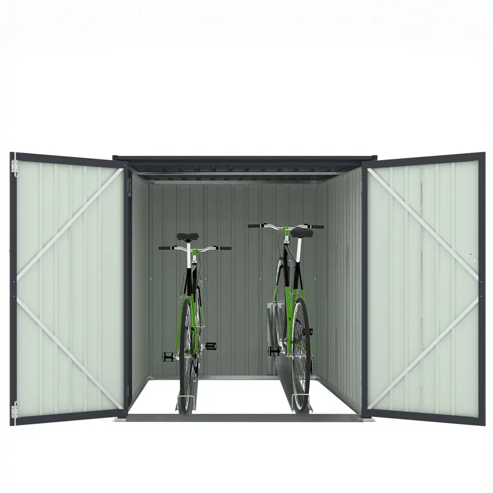 【スタンド搭載】自転車倉庫 2台用 物置 屋外 スチール 施錠可能 戸外収納庫 大型 収納庫 屋外物置 防さび 防水 ドア スチール物置 屋外収納 ガーデニング 庭 新作 - 画像 (22)