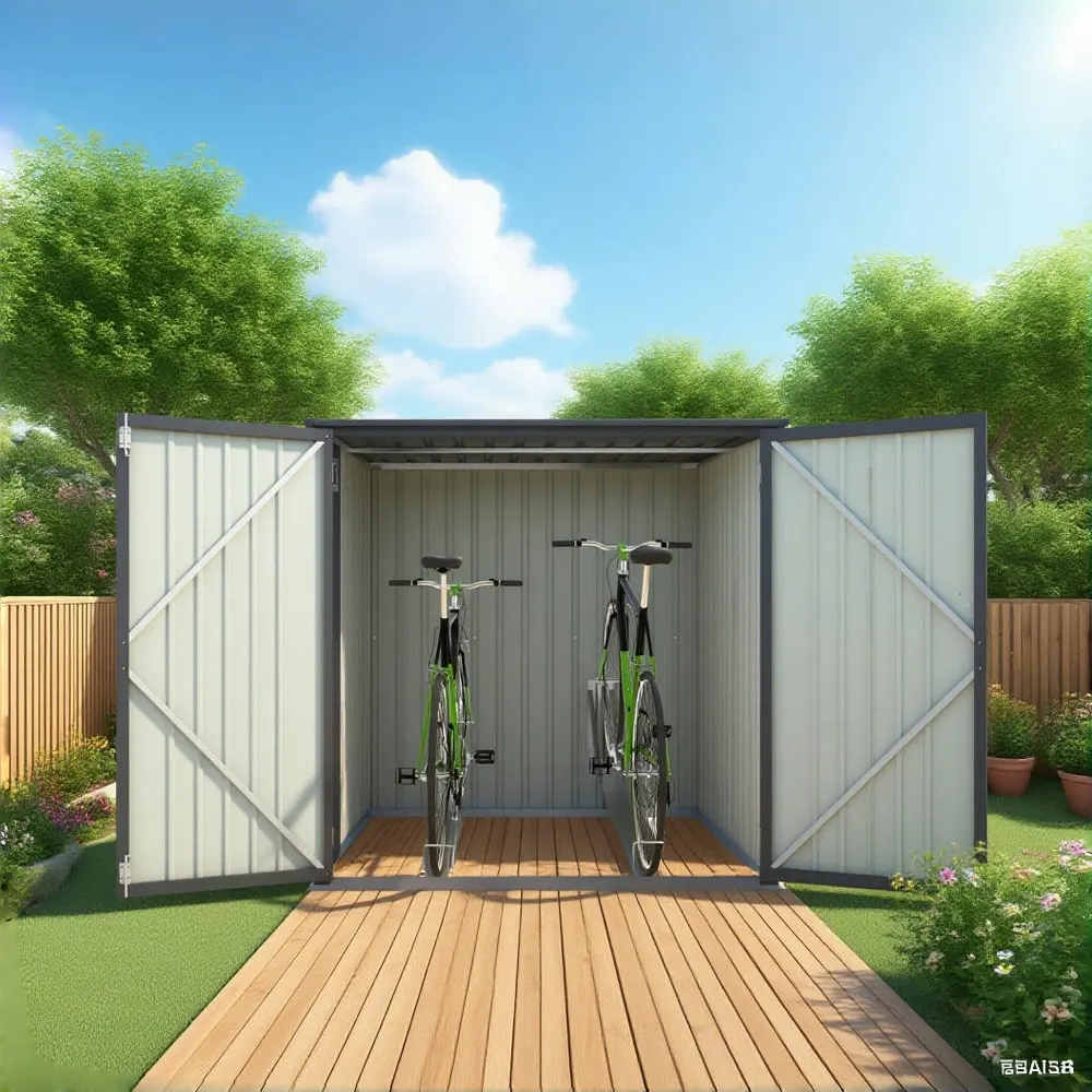 【スタンド搭載】自転車倉庫 2台用 物置 屋外 スチール 施錠可能 戸外収納庫 大型 収納庫 屋外物置 防さび 防水 ドア スチール物置 屋外収納 ガーデニング 庭 新作 - 画像 (23)