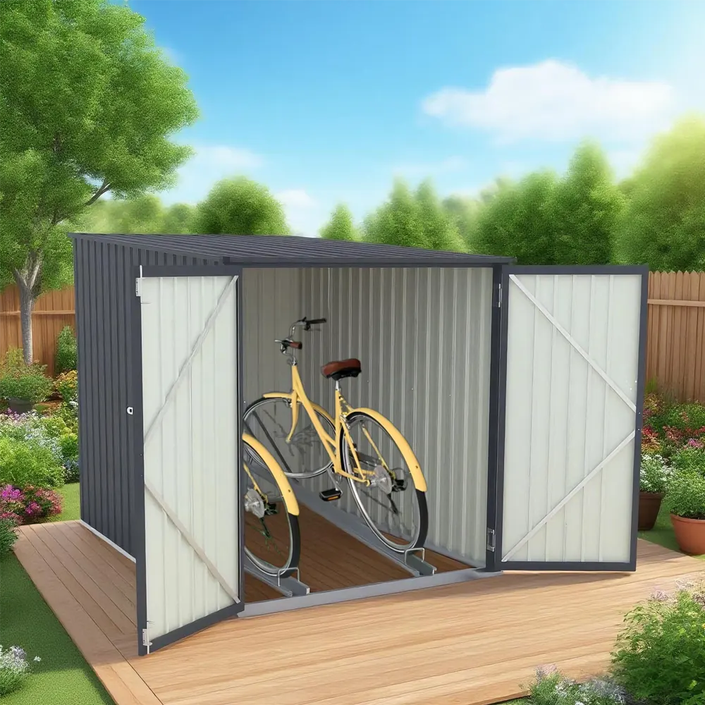 【スタンド搭載】自転車倉庫 2台用 物置 屋外 スチール 施錠可能 戸外収納庫 大型 収納庫 屋外物置 防さび 防水 ドア スチール物置 屋外収納 ガーデニング 庭 新作 - 画像 (24)