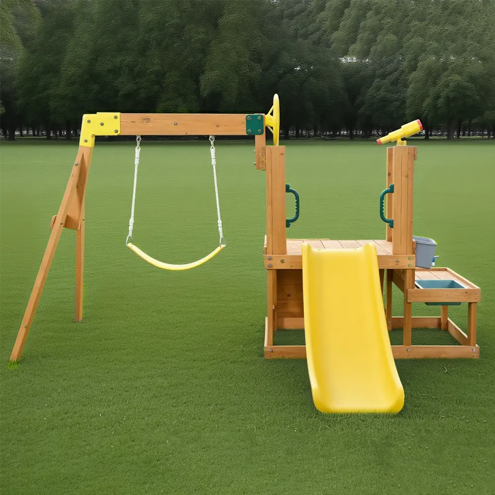 大型遊具 屋外遊具 ジャングルジム 滑り台 室外 木製 天然木 耐荷重50KG 遊具 スギ材 すべり台 家庭用 子供 キッズ 男の子 女の子 コンパクト 3歳~6歳 プレゼント おもちゃ【ナチュラル】 - 画像 (10)