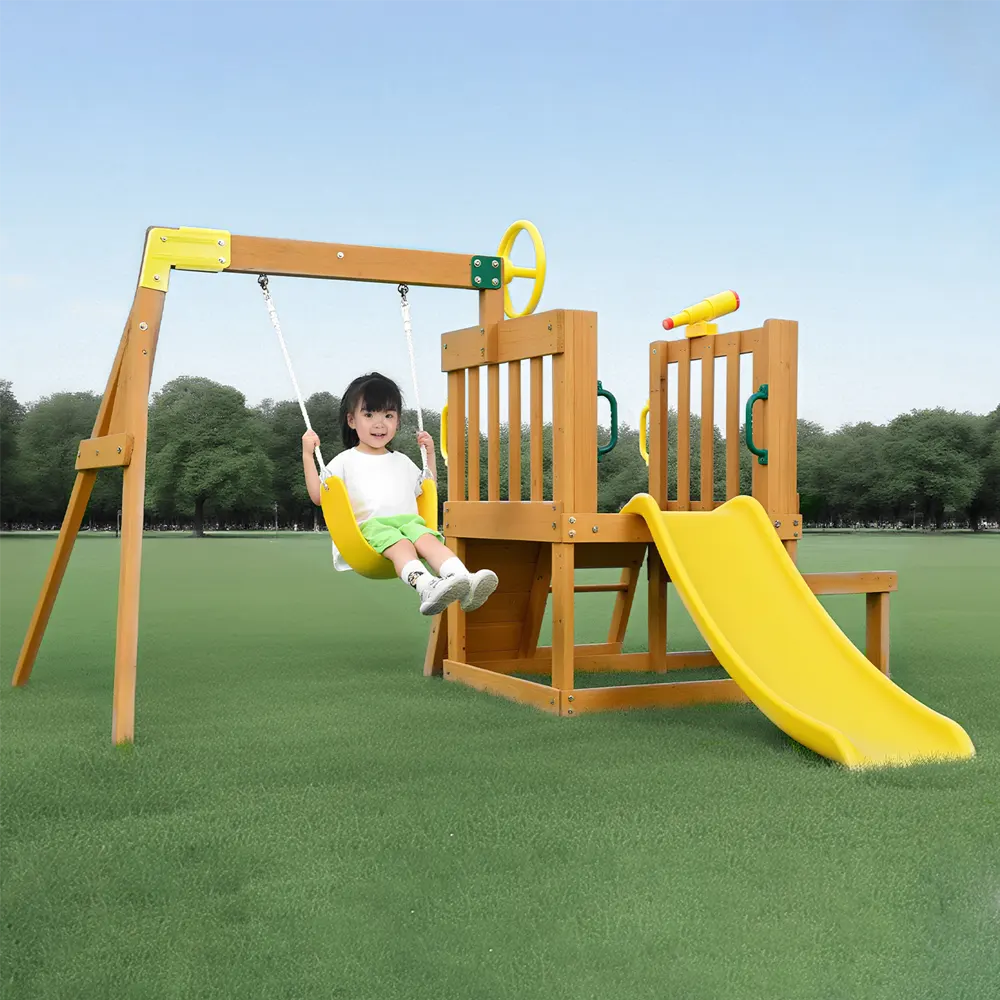 大型遊具 屋外遊具 ジャングルジム 滑り台 室外 木製 天然木 耐荷重50KG 遊具 スギ材 すべり台 家庭用 子供 キッズ 男の子 女の子 コンパクト 3歳~6歳 プレゼント おもちゃ【ナチュラル】 - 画像 (12)