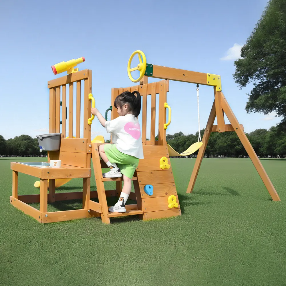 大型遊具 屋外遊具 ジャングルジム 滑り台 室外 木製 天然木 耐荷重50KG 遊具 スギ材 すべり台 家庭用 子供 キッズ 男の子 女の子 コンパクト 3歳~6歳 プレゼント おもちゃ【ナチュラル】 - 画像 (13)