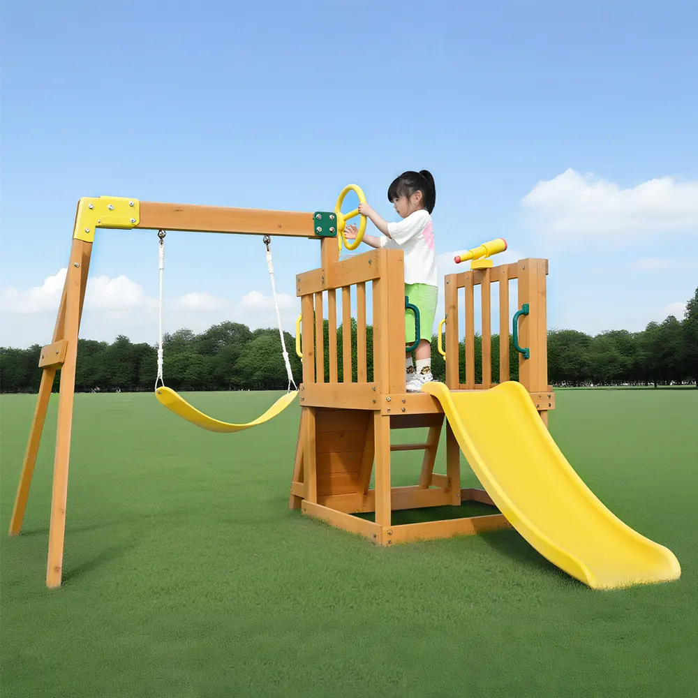 大型遊具 屋外遊具 ジャングルジム 滑り台 室外 木製 天然木 耐荷重50KG 遊具 スギ材 すべり台 家庭用 子供 キッズ 男の子 女の子 コンパクト 3歳~6歳 プレゼント おもちゃ【ナチュラル】 - 画像 (15)