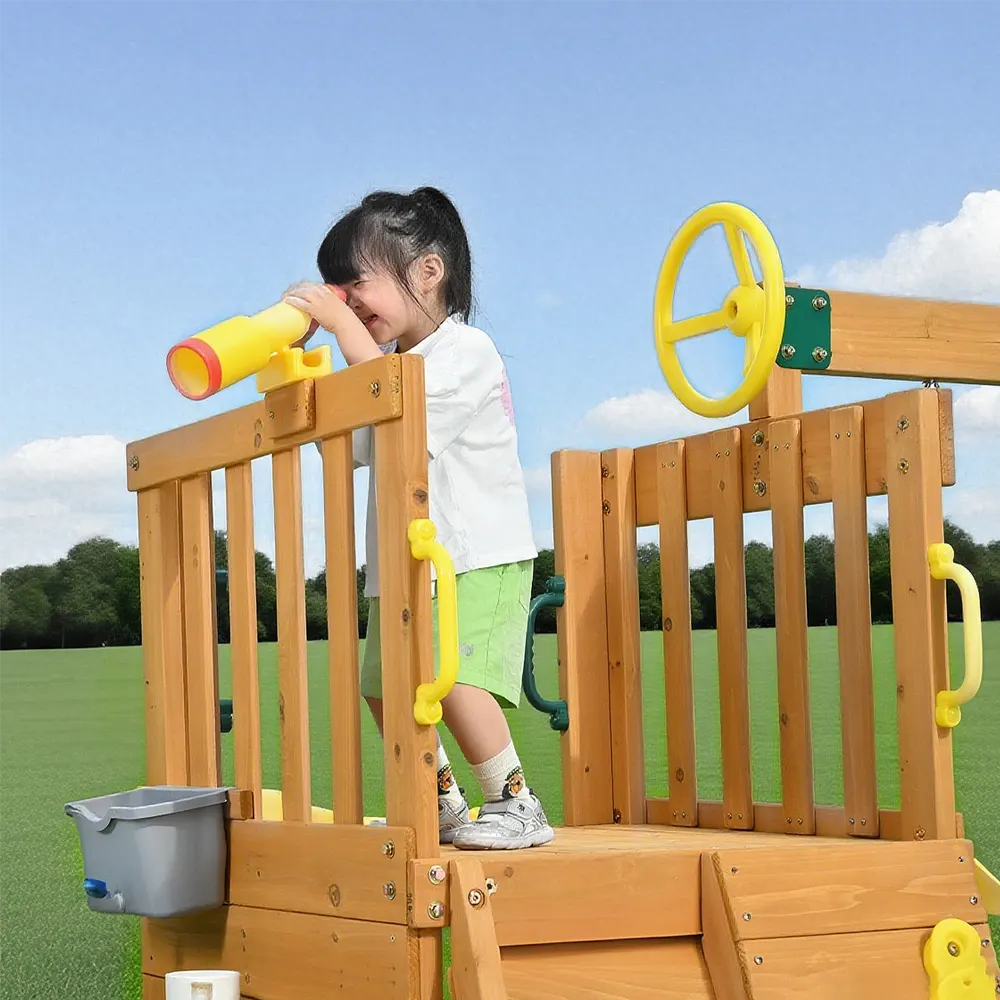 大型遊具 屋外遊具 ジャングルジム 滑り台 室外 木製 天然木 耐荷重50KG 遊具 スギ材 すべり台 家庭用 子供 キッズ 男の子 女の子 コンパクト 3歳~6歳 プレゼント おもちゃ【ナチュラル】 - 画像 (16)