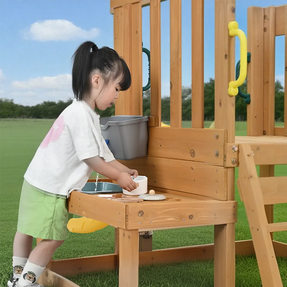 大型遊具 屋外遊具 ジャングルジム 滑り台 室外 木製 天然木 耐荷重50KG 遊具 スギ材 すべり台 家庭用 子供 キッズ 男の子 女の子 コンパクト 3歳~6歳 プレゼント おもちゃ【ナチュラル】 - 画像 (18)