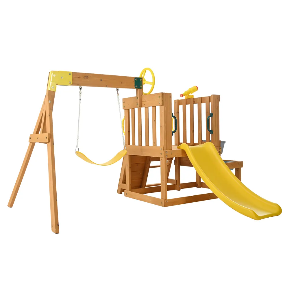 大型遊具 屋外遊具 ジャングルジム 滑り台 室外 木製 天然木 耐荷重50KG 遊具 スギ材 すべり台 家庭用 子供 キッズ 男の子 女の子 コンパクト 3歳~6歳 プレゼント おもちゃ【ナチュラル】 - 画像 (20)