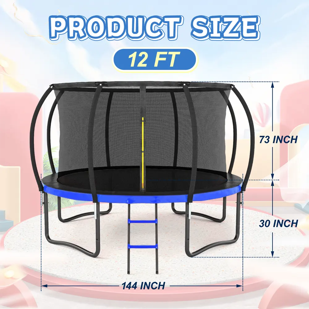 12ft Outdoor Trampoline with Safety Net - Image 4