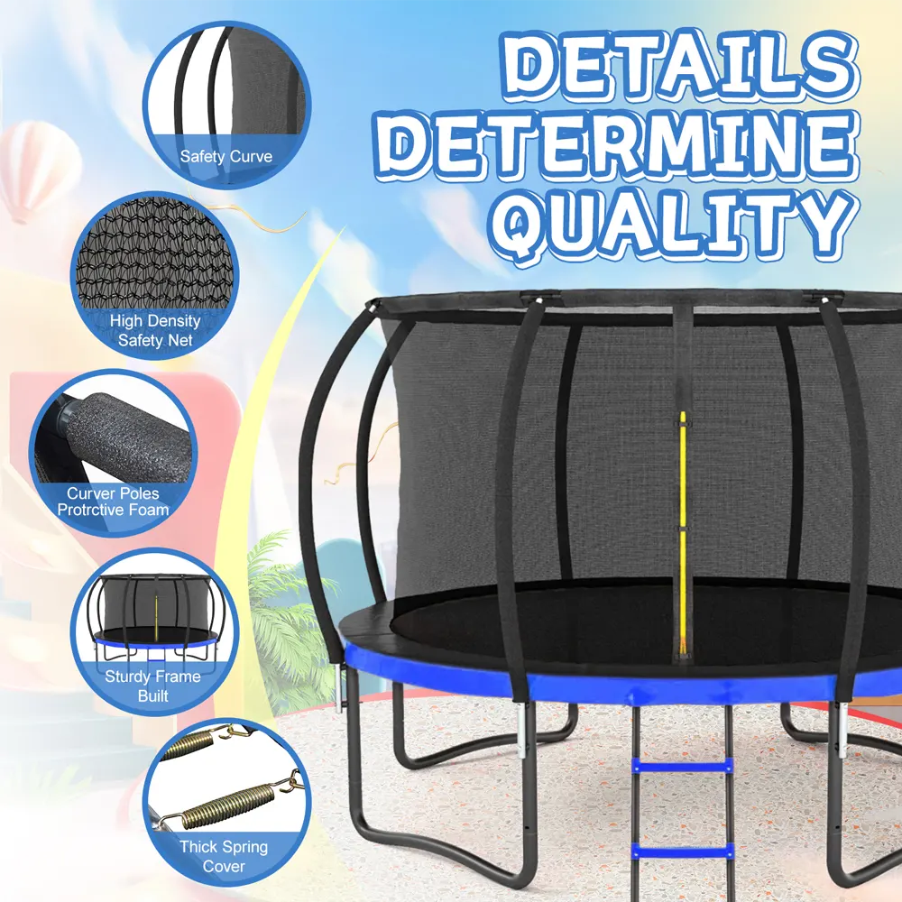 12ft Outdoor Trampoline with Safety Net - Image 5