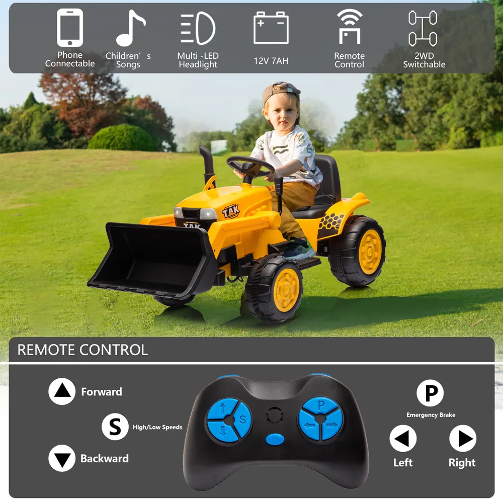 12V Kids Ride-On Tractor with Front Loader - Image 3